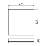 SAPHO - AZPO stropní LED svítidlo, 225x225, 12,3W, 3000/4000/6000K, IP54, černá mat 31531