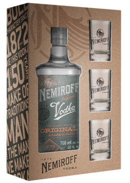 Vodka Nemiroff Original 40% 0,7 l (dárkové balení 3 panáky)