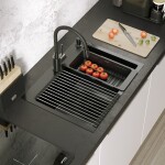 Quadron - Ocelový dřez LUKE 110 WORKSTATION Black s kuchyňskou baterií ZLE-09011