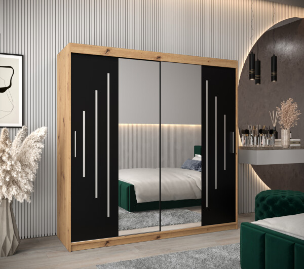 Šatní skříň Abi Y1 Barva korpusu: Dub artisan, Rozměry: 200 cm, Dveře: Černá