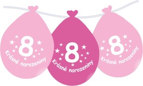 Balónek růžový KRÁSNÉ NAROZENINY číslo 8 visící - 5 ks balonky.cz Balónek růžový KRÁSNÉ NAROZENINY číslo 8 visící - 5 ks balonky.cz