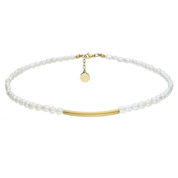 Perlový náhrdelník Ava Gold - chirurgická ocel, sladkovodní perla, Zlatá 50 cm + 3 cm (prodloužení)