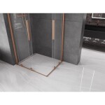 MEXEN/S - Velar Duo čtvercový sprchový kout 90 x 80, transparent, měď kartáčovaná 871-090-080-02-65