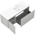 MEXEN/S - Rivel koupelnová skříňka 120 cm s umyvadlem Otis pravá, 1S, 1D, reliéf, šedá mat/bílá mat 91A23-12047-3-BBFF62-W18P01