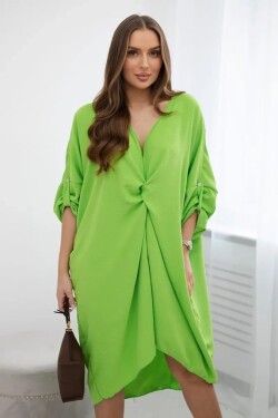 Oversize šaty s ozdobným výstřihem, světle zelené