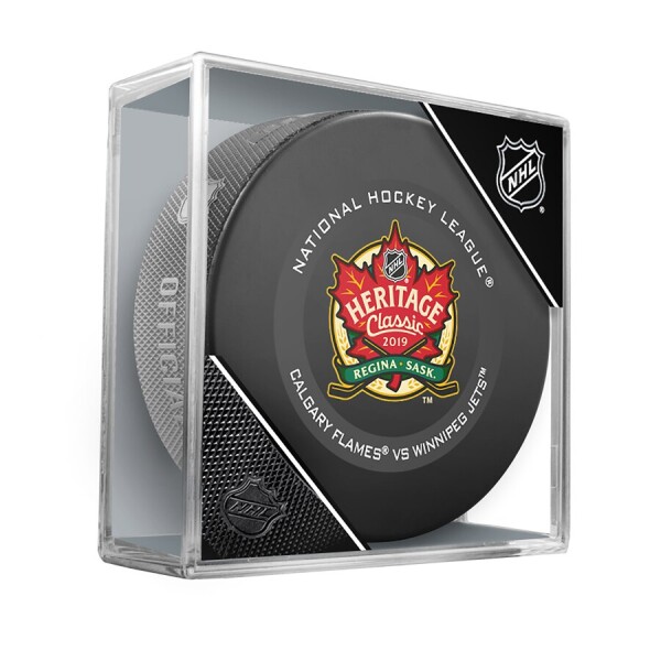 Inglasco / Sherwood Puk 2019 NHL Heritage Classic Official Game Puck Winnipeg Jets vs. Calgary Flames