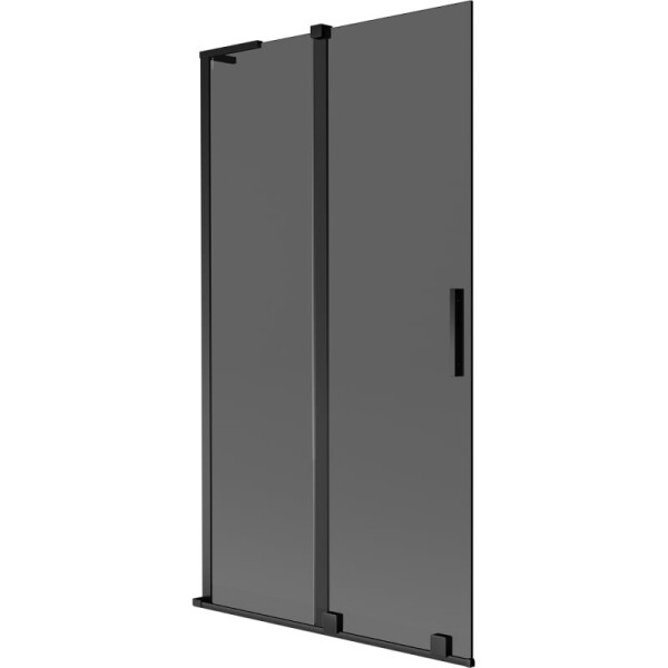 MEXEN/S - Velar L dvoukřídlá posuvná vanová zástěna 100 x 150, grafit, černá 896-100-003-41-70