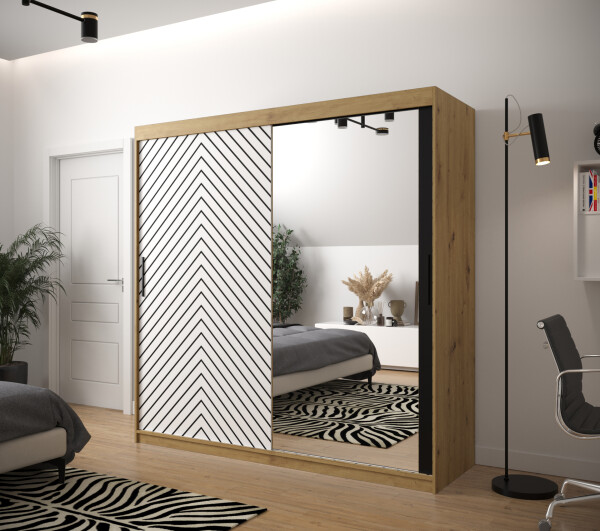 Šatní skříň Abi Jodelka 2 Barva korpusu: Dub artisan, Rozměry: 200 cm, Dveře: Bílá mat