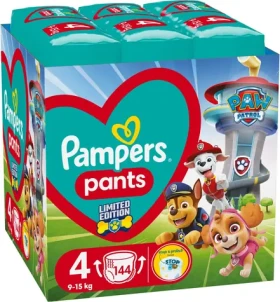 Pampers Pants Paw Patrol 9-15 kg (144ks) / Plenkové kalhotky / Velikost 4 (9-15 kg) (8006540863565)