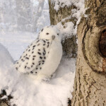 Plyšový pták sova/sovice sněžná s otáčející hlavou 28 cm, ECO-FRIENDLY