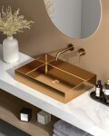 Umyvadlo na desku v barvě rose gold SAT Aurum 55x38 cm bez přepadu SATAUR5538BRG SATAUR5538BRG