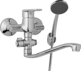 JB Sanitary Nástěnná umyvadlová a sprchová baterie FINERY, rozteč 100 mm, otočný přepínač, s příslušenstvím, ramínko 250 mm F10 32 21