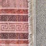 DumDekorace Moderní koberec s řeckým okrajem - růžový a kaštanový Šířka: 80 cm | Délka: 150 cm