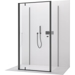 CERANO - Třístěnný sprchový kout Ferri U L/P - 6 mm - černá matná, transparentní sklo - 90x80x195 - pivotový CER-8050BD7857