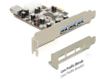 DeLock / Rozšiřující karta USB / PCIe x1 / 3x USB-A ext. + 1x USB-A int. / USB 3.2 Gen 1 / Low Profile (89281)
