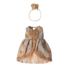 Maileg Princeznovské šaty s korunkou pro myšky Maileg – Big Sister, béžová barva, textil