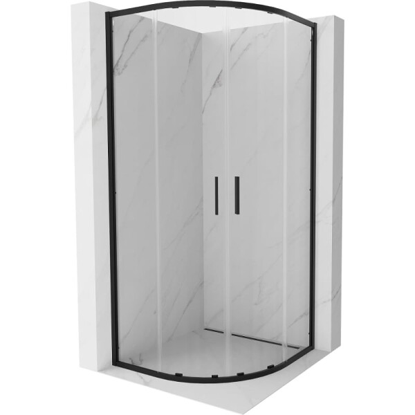 MEXEN/S - Exo čtvrtkruhový posuvný sprchový kout 100 x 100, transparent, černá 8132-100-100-70-00