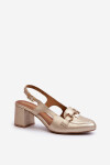Kožené sandály na podpatku Maciejka 06419-25 Zlaté 37