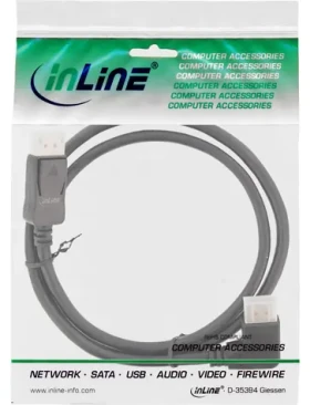 InLine DisplayPort kabel úhlový vpravo černá / DisplayPort kabel / 8K UHD-2 / 2 m (17152R)