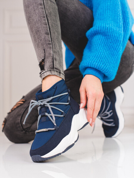 Trendy sněhule modré dámské bez podpatku 37