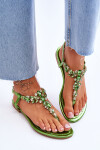 Dámské sandály žabky s kamínky Zelená Lenisa 37