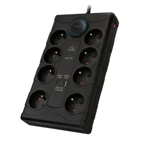 Solight PO80 přepěťová ochrana černá / 370J / 8 zásuvek / 2m (8592718027049)