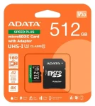 ADATA Speed Plus / Micro SDXC karta / 512 GB / UHS-I U3 / Class 10 / čtení: 180 MB/s / zápis: 160 MB/s (UD512GUI3V30A2SP-RA1)