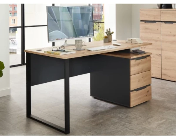 Psací stůl se zásuvkami Memphis 150 cm, dub artisan/grafit