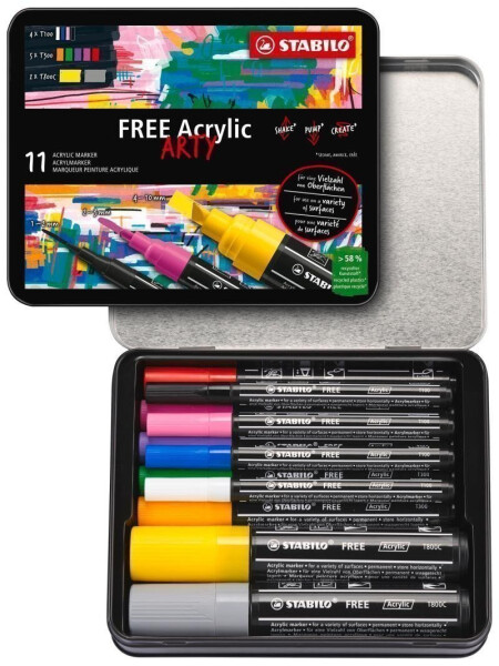 Akrylový popisovač STABILO FREE startovací sada 11 ks