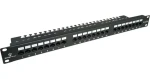 Patch panel UTP Cat.6 24 portů černý / Patch panel / 1U / RJ-45 / LSA / s policí (PK001)