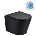 CERANO - WC závěsné Hugo, Vortex - vírové splachování + Slim/SoftClose sedátko - černá matná - 53x36 CER-680364