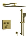 SAPHO - SMART SELECT podomítkový sprchový set s termostatickou baterií, 2 výstupy, posuvný držák sprchy, zlato mat RP042GB-02