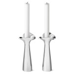 Georg Jensen Vysoký svícen Bloom Botanica – set 2 ks, stříbrná barva, kov