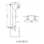CERANO - Sprchový nástěnný sloup Elma - termostatická sprchová baterie - chrom CER-423607
