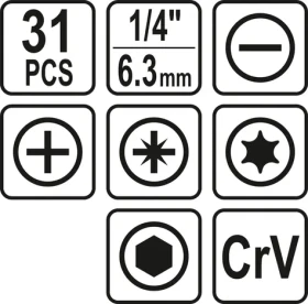 Sthor Sada bitů 1/4" 31 ks / Sada bitů / 1/4" / 31 ks (TO-66302)