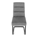 Židle jídelní, taštičkové pružiny v sedáku, madlo na opěráku, světle šedá látka, černý kov