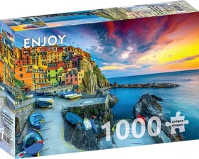 ENJOY Puzzle Přístav Manarola při západu slunce, Cinque Terre, Itálie