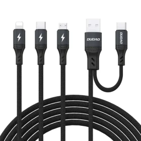 Dudao L3W propojovací kabel Lightning / USB-A / USB-C / MicroUSB / 66W / černá (198959)