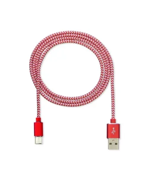 CUBE1 nylon datový kabel USB - USB-C / 2m / červená (LM05-1122C-RED/2M)