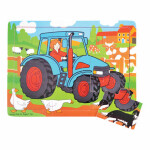 Bigjigs Toys Dřevěné puzzle traktor dílků)