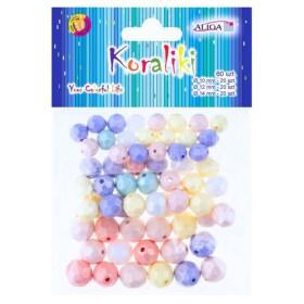 Korálky kulaté 60ks - PASTEL, broušené, mix velikostí