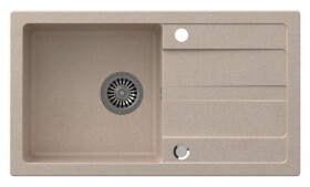 SAPHO - Granitový vestavný dřez s odkapem, 77x44cm, béžová GR7202