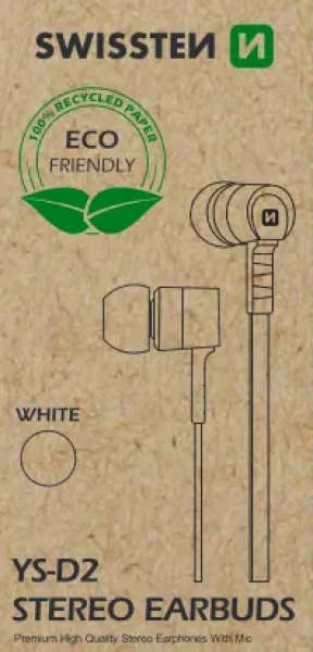 SWISSTEN Earbuds RAINBOW YS-D2 bílá / Sluchátka s mikrofonem / 3.5 mm jack/ 1.2m (51106001ECO)