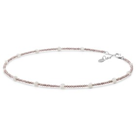 Stříbrný náhrdelník se srdíčkem Aenor, Mother of Pearl, zirkon, stříbro 925/1000, Stříbrná 36 cm + 3 cm (prodloužení)