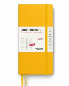 Týdenní plánovač Zápisník Sunflower, tečkovaný Wallet B6+ x A6 2027, anglicky