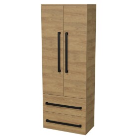 Koupelnová skříňka s černou úchytkou SAT Cube Way 60x163x33 cm dub Hickory mat CUBE3CV60DH CUBE3CV60DH