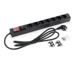 TRITON 19" rozvodný panel 1U; 7 x zásuvka podle ČSN, max. 16 A; kabel 3 x 1,5 mm, 2 m + zástrčka univerzál CZ-DE max.16A EDF_1030404