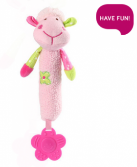 BabyOno Plyšová hračka s pískátkem a kousátkem Sweet Lambie - růžová
