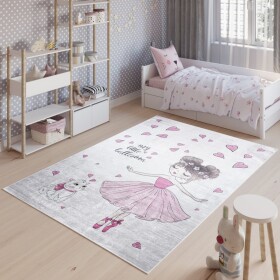 DumDekorace Dětský koberec s motivem baletky a koťátka Šířka: 80 cm | Délka: 150 cm
