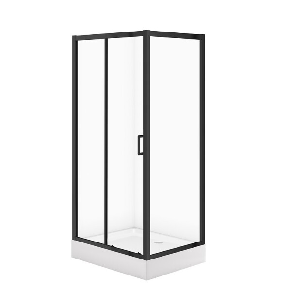 CERSANIT - Sada C710: kout ARTECO černý obdélník 100x80x190 + vanička TAKO 100x16 VIR S913-028